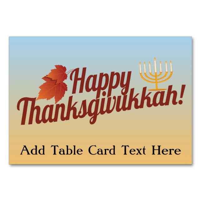 Lycklig Thanksdiskukkah Menorah/Löv Bordsnummer (Framsidan)