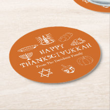 Lycklig Thanksdiskukkah orange Thanksgiving Hanukk