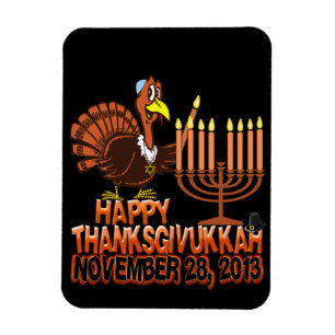 Lycklig Thanksdiskukkah Thankgiving Hanukkah Magne Magnet