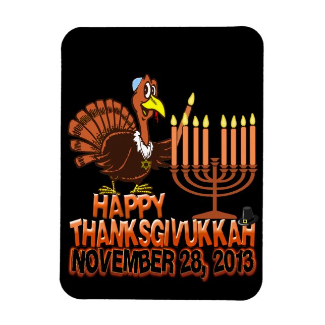 Lycklig Thanksdiskukkah Thankgiving Hanukkah Magne Magnet (Vertikal)