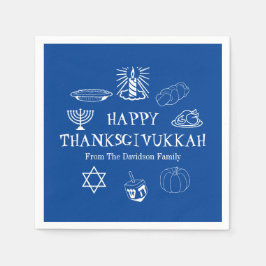 Lycklig Thanksdiskukkah Thanksgiving Hanukkah papp Pappersservett