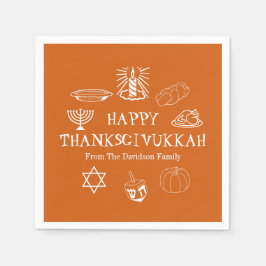 Lycklig Thanksdiskukkah Thanksgiving Hanukkah papp Pappersservett