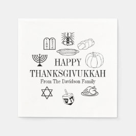 Lycklig Thanksdiskukkah Thanksgiving Hanukkah Pappersservett