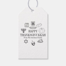 Lycklig Thanksdiskukkah Thanksgiving Hanukkah Presentetikett