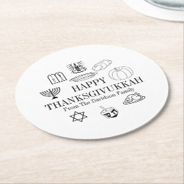 Lycklig Thanksdiskukkah Thanksgiving Hanukkah Underlägg Papper Rund