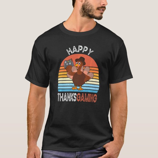 Lycklig Thanksgaming Cute Video Game Controller än T Shirt (Framsida)