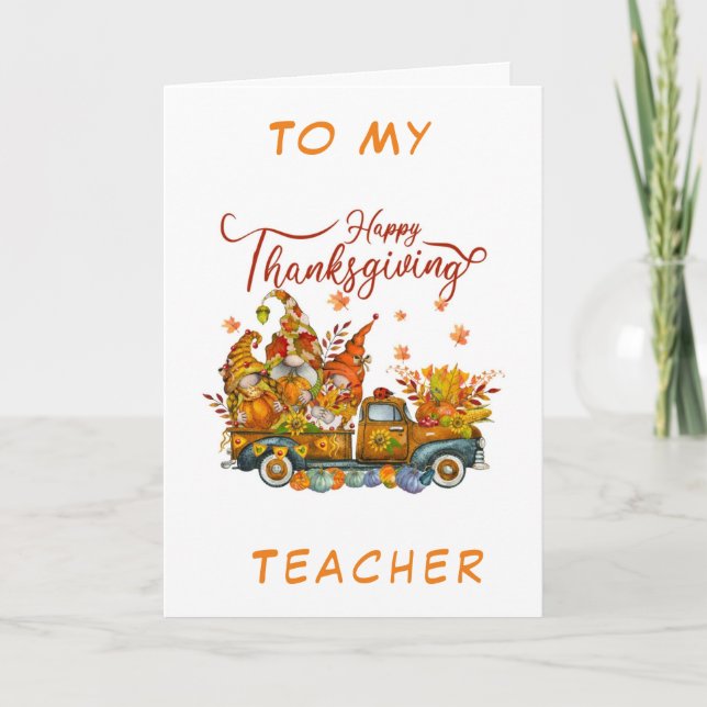 LYCKLIG "THANKSGIVING" TILL MIN *TEACHER*-HELGDAG- HELGKORT (Framsida)