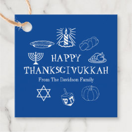 Lycklig Thanksgiving ukkah blueThanksgiving Hanukk Gåvor Etiketter