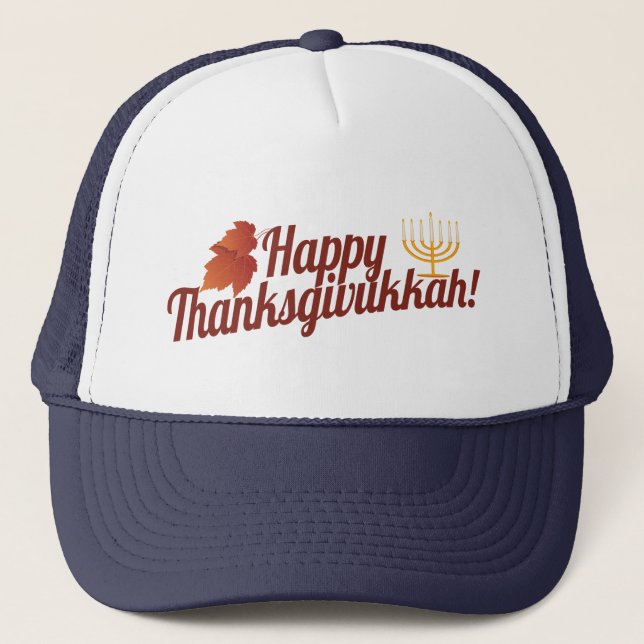 Lycklig Thanksgivukkah menora/löv Keps (Framsida)