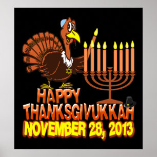 Lycklig Thanksgivukkah Thankgiving Hanukkah Poster