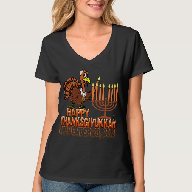 Lycklig Thanksgivukkah - Thankgiving Hanukkah T-shirt (Framsida)