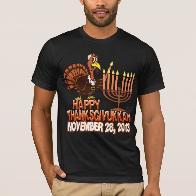 Lycklig Thanksgivukkah thanksgivingHanukkah Tshirt Tee (Framsida)