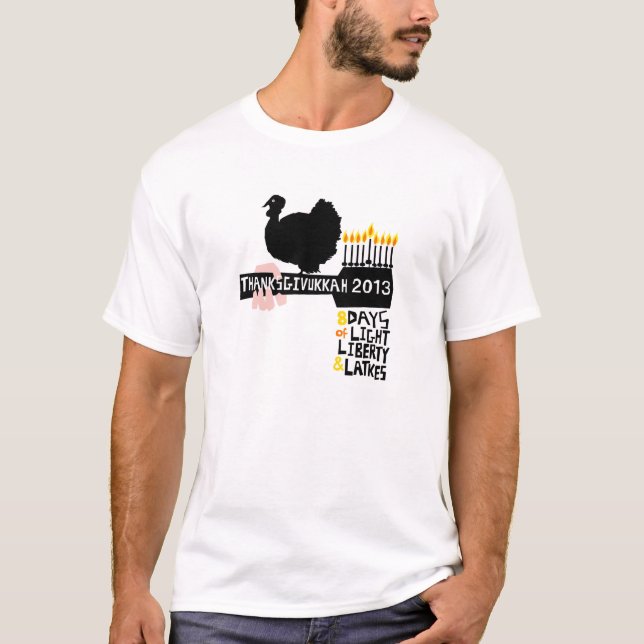 Lycklig Thanksgivukkah Tshirt 2013 Tee Shirt (Framsida)