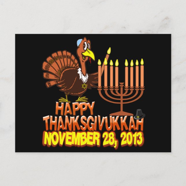 Lycklig Thanksgivukkah vykort (Framsida)