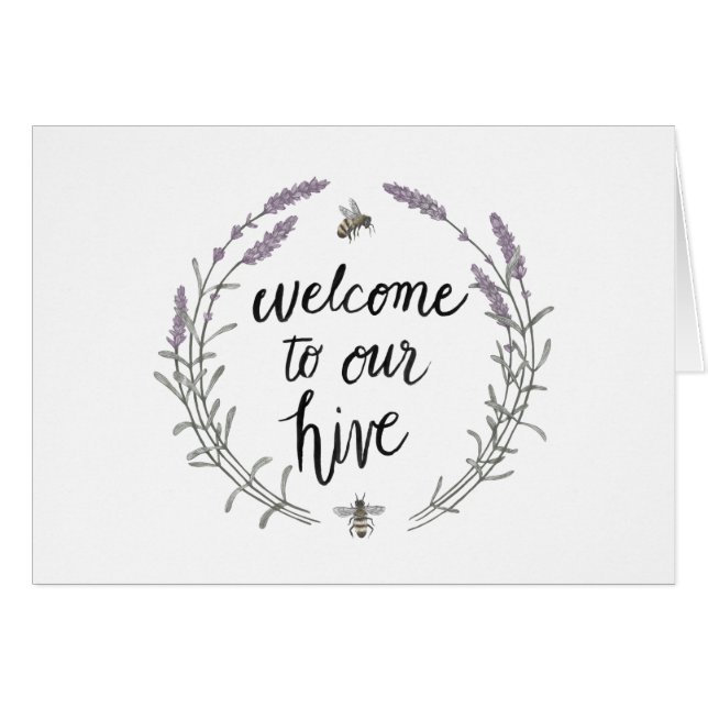 Lycklig till bihemmet uttrycker välkomnande för II Hälsningskort (Framsidan Horizontal)