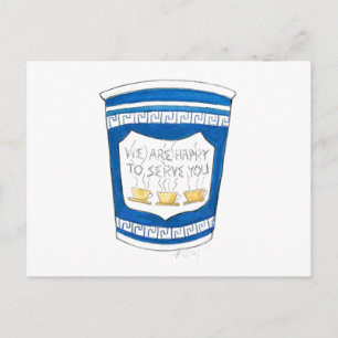 Lycklig till dig grekiska Middag Blue Coffee Kopp Vykort