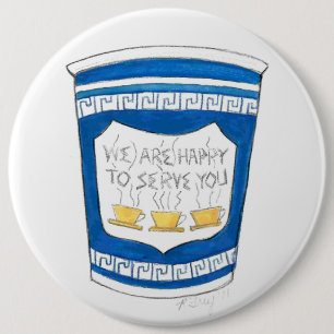 Lycklig till  dig, NYC Blue Grekiska Middag-kaffet Knapp