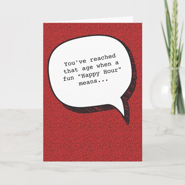 Lycklig-timmar och gammalt roligt födelsedagskort kort (Framsida)
