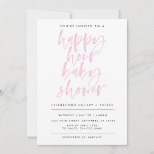 LYCKLIG TIMME BABY SHOWER- ROSA INBJUDNINGAR