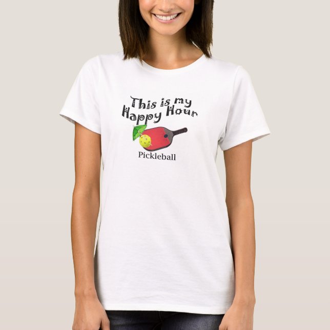lycklig timme för pickleball t-shirt (Framsida)