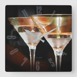 Lycklig timme Martini Fyrkantig Klocka