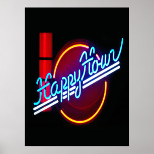 Lycklig Timme Neon-skylt Poster