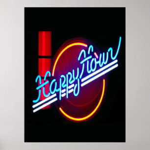 Lycklig Timme Neon-skylt Poster