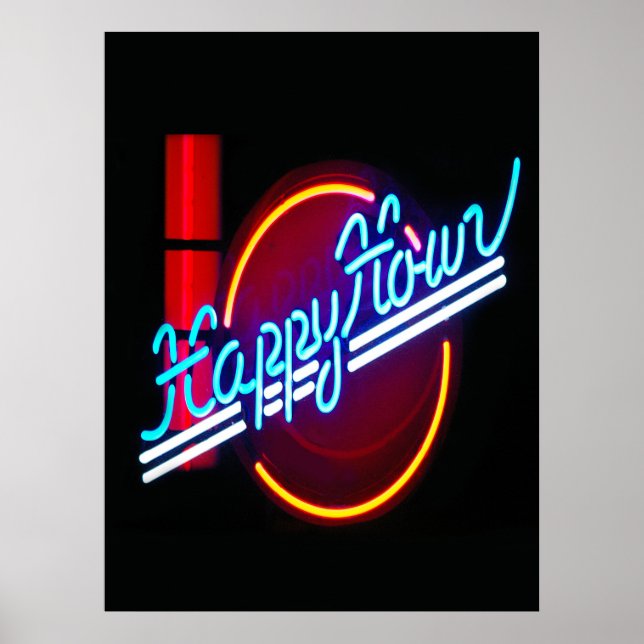 Lycklig Timme Neon-skylt Poster (Framsidan)