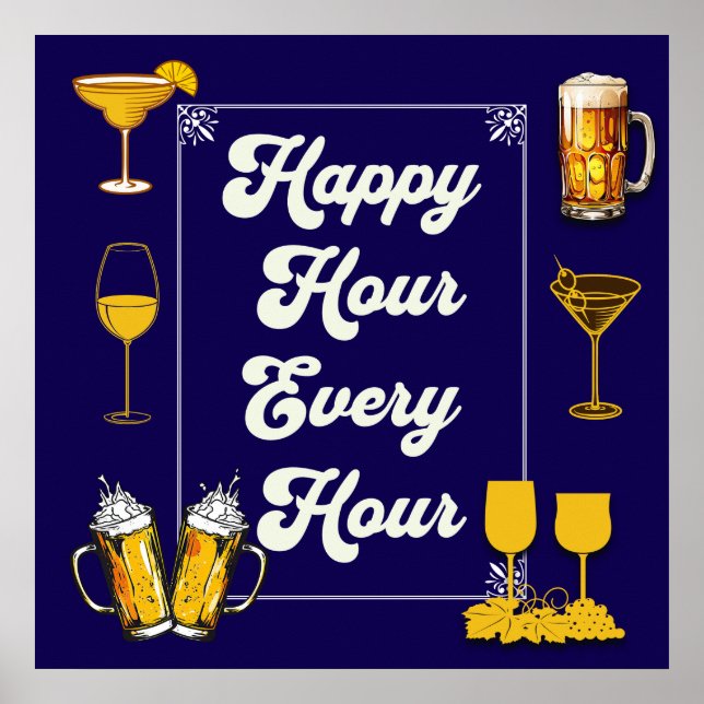 Lycklig-timme varje timmes pub poster (Framsidan)