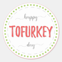 "Lycklig tofurkey day"-etiketter