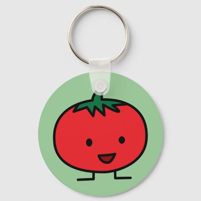 Lycklig Tomato Red Vegetable Fruit Nyckelring (Framsida)