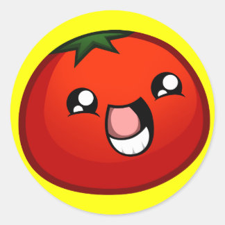 Lycklig Tomato Sticker Runt Klistermärke