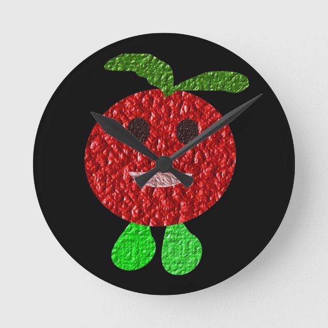 Lycklig Tomato Wall Clock Rund Klocka (Framsida)