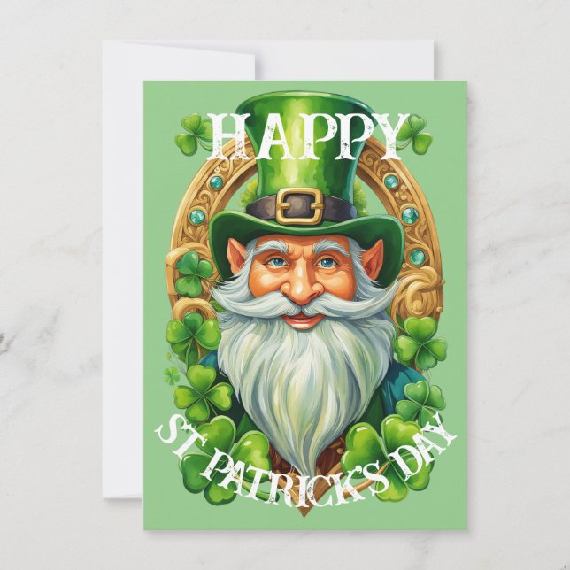 Lycklig Tomte på St. Patricks Dag Hälsning Julkort (Framsida)