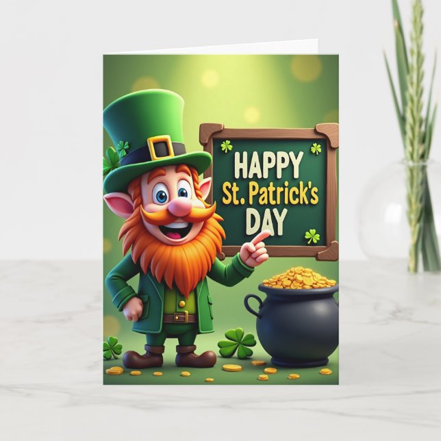 Lycklig Tomte St Patricks Dag Kort (Framsida)