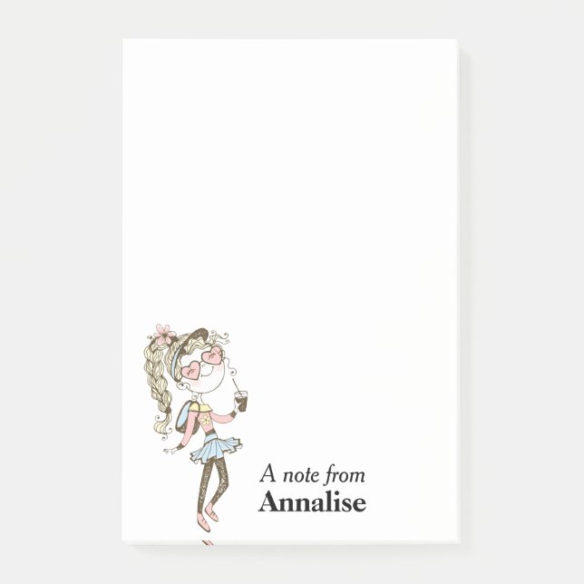 Lycklig Tonåring Girl Personlig Post-it Block (Framsida)