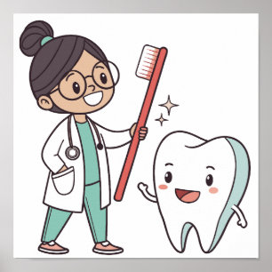 Lycklig Tooth & Friendly Dentist Poster