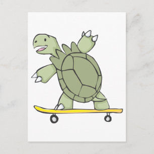 Lycklig Tortoise Riding Skate Board Vykort
