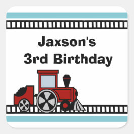 Lycklig Tracks Choo Choo Fyrkantigt Klistermärke