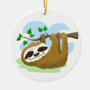 Lycklig Träd Sloth Ceramic Ornament