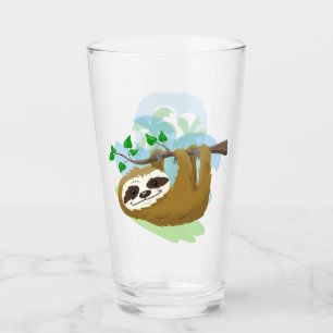 Lycklig Träd Sloth Glaskopp