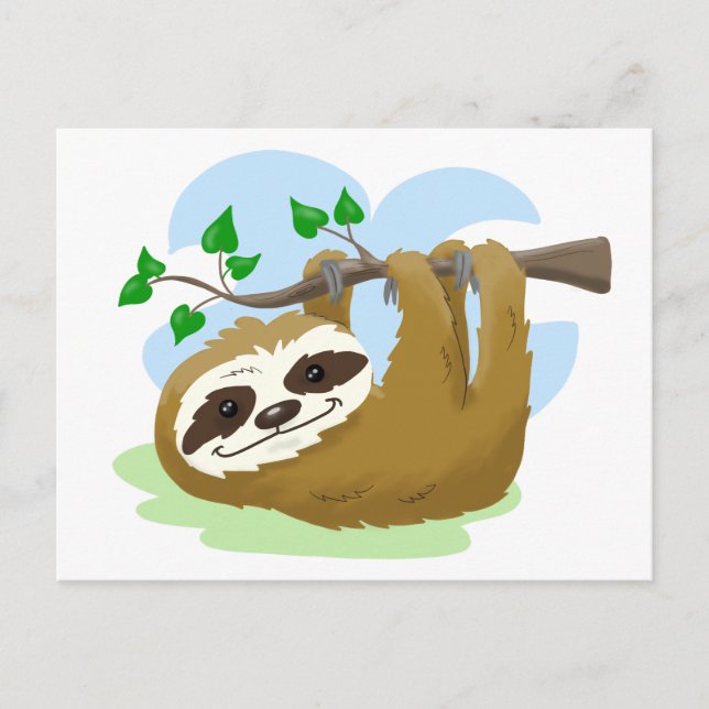 Lycklig Träd Sloth Vykort (Framsida)