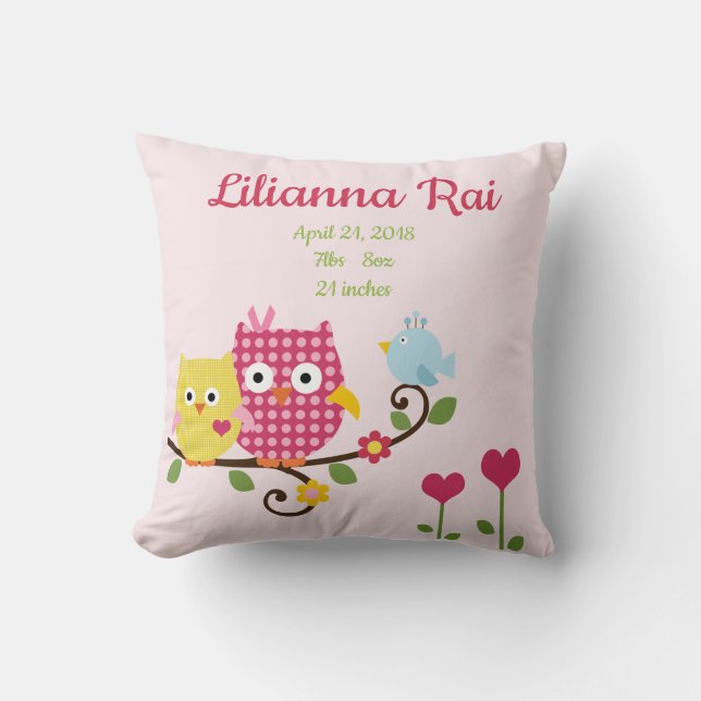 Lycklig Träd Uggla om Gren Keepsakspillow Pillow Kudde (Framsida)
