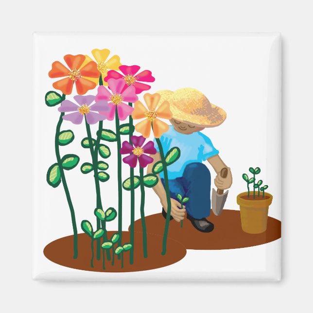 lycklig trädgårdsmästare magnet (Framsidan)