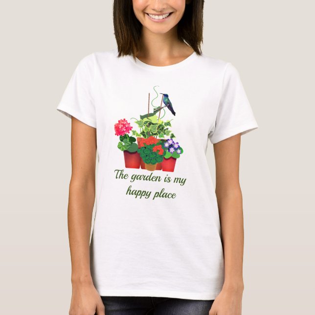 Lycklig Trädgårdsskötsel / Blomsterträdgård med Ko T Shirt (Framsida)