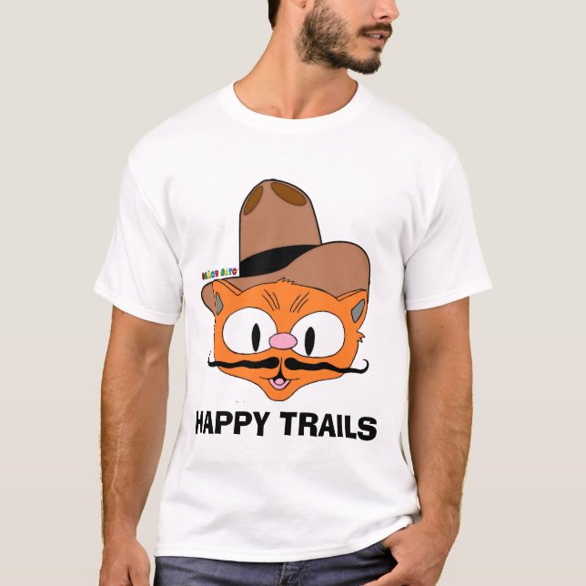 LYCKLIG TRAILS Tecknad Mustache Cat Senor Gato T Shirt (Framsida)