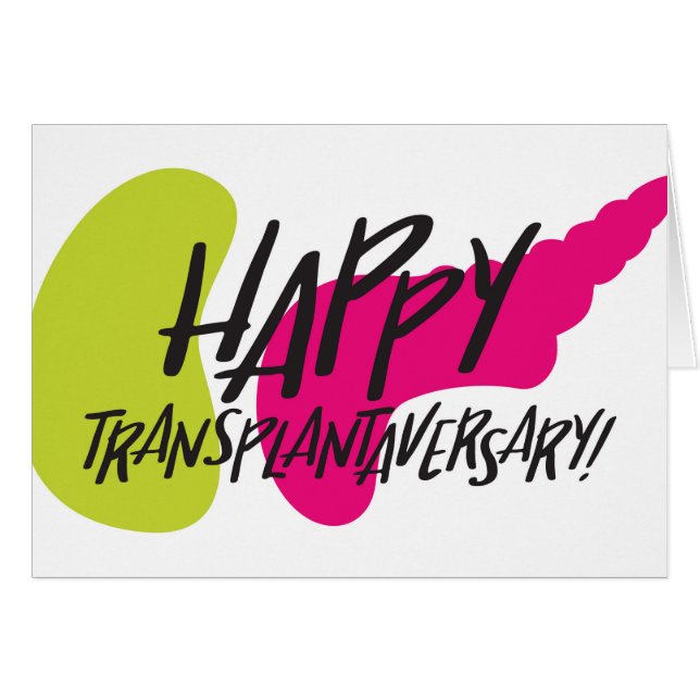 Lycklig Transplantaversary hälsningskort för organ (Framsidan Horizontal)