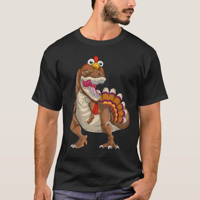 Lycklig Trexgiving Trex Dinosaur Turkey Thanksgivi T Shirt (Framsida)