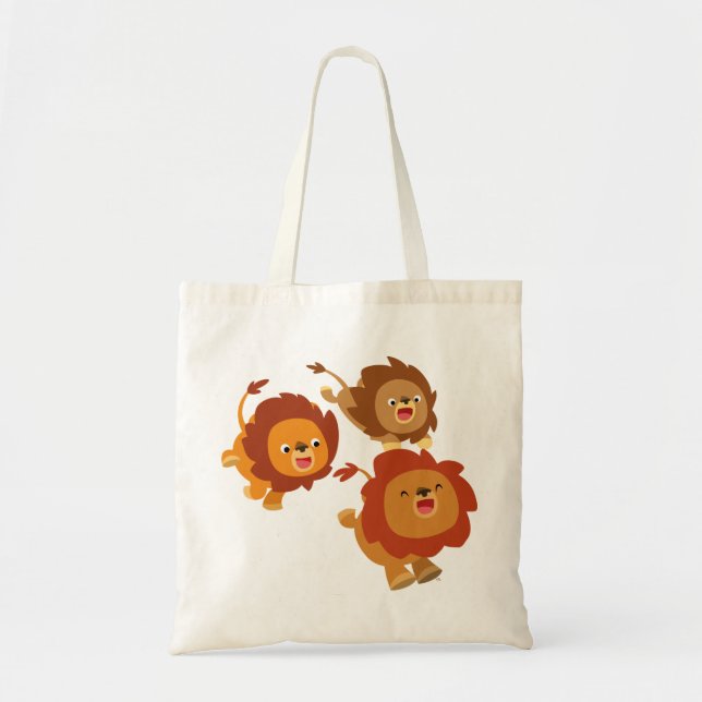 Lycklig-trio av Cute Tecknad Lejon Bag Tygkasse (Framsidan)