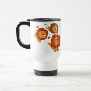 Lycklig trio av Cute Tecknad Lejon Kommuter Mugg